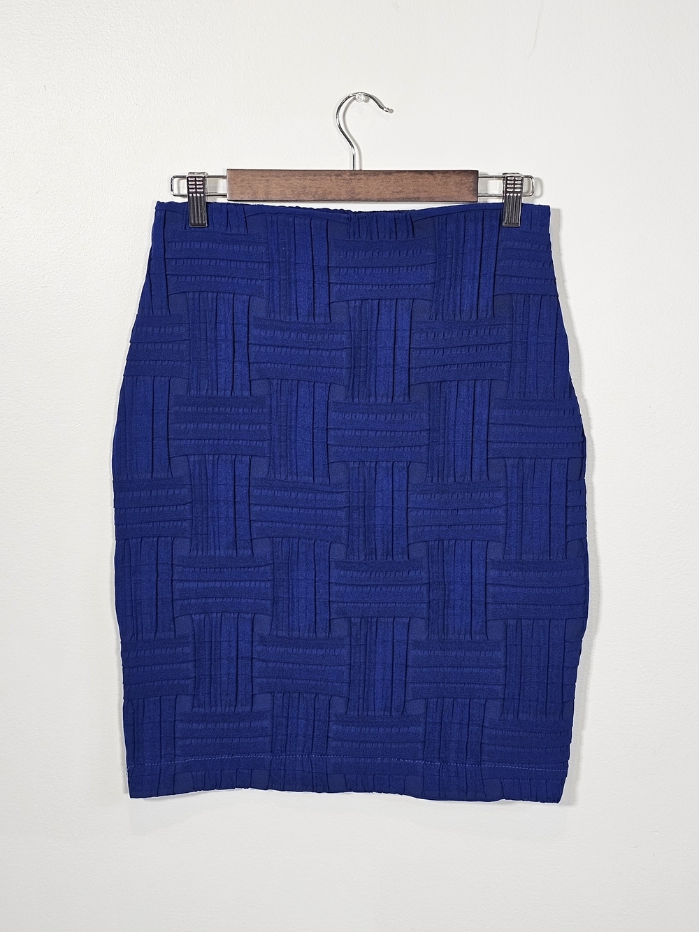 Joseph Ribkoff Royal Blue Textured Pencil Skirt w/ Elastic Waistband Sz 8